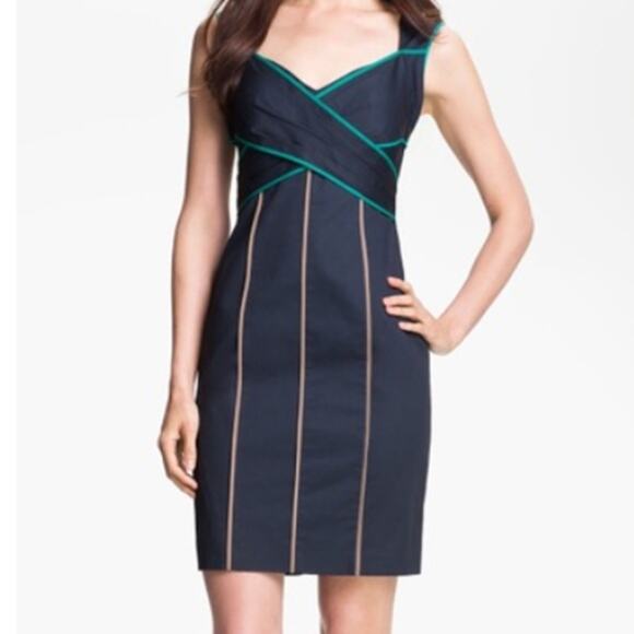 JS Y2K Babydoll Faux Wrap Blue Graphite Dress Size 8 Coquette Retro Sundress NWT - Picture 1 of 11